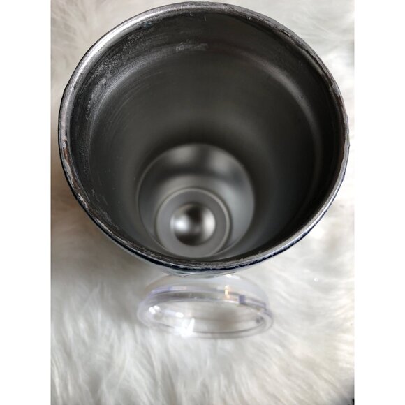 Alcohol Ink Tumbler 30 oz Stainless Steel Insulated Travel Mug Blue & Silver Cup - Picture 8 of 10